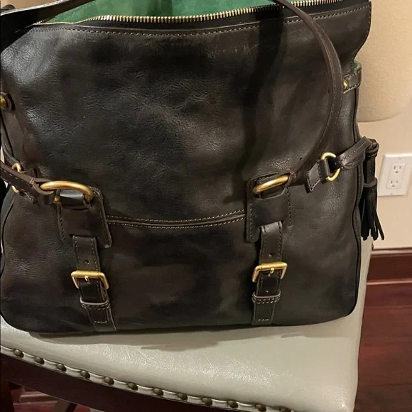 Dooney & Bourke Florentine Black Leather Shoulder Bag with Gold Accents - Picture 5 of 9